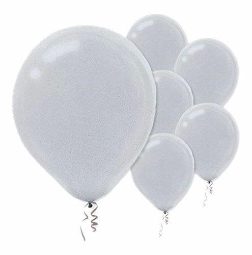 12cm Metallic Silver Latex Balloons 50PK - Pack of 50