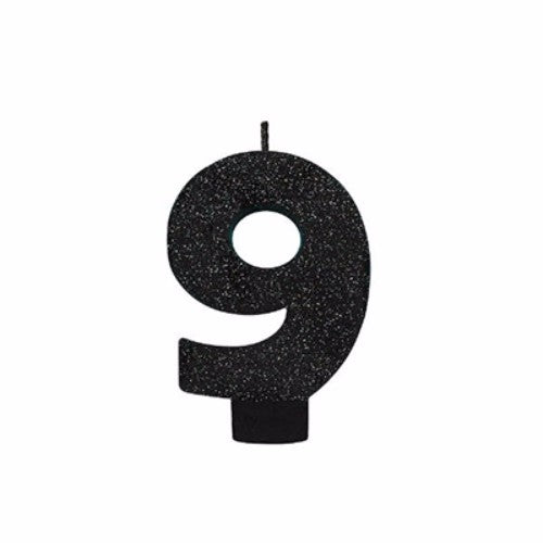 Elegant 8cm black glittered candle, perfect for cozy atmospheres and stylish decor enhancements.
