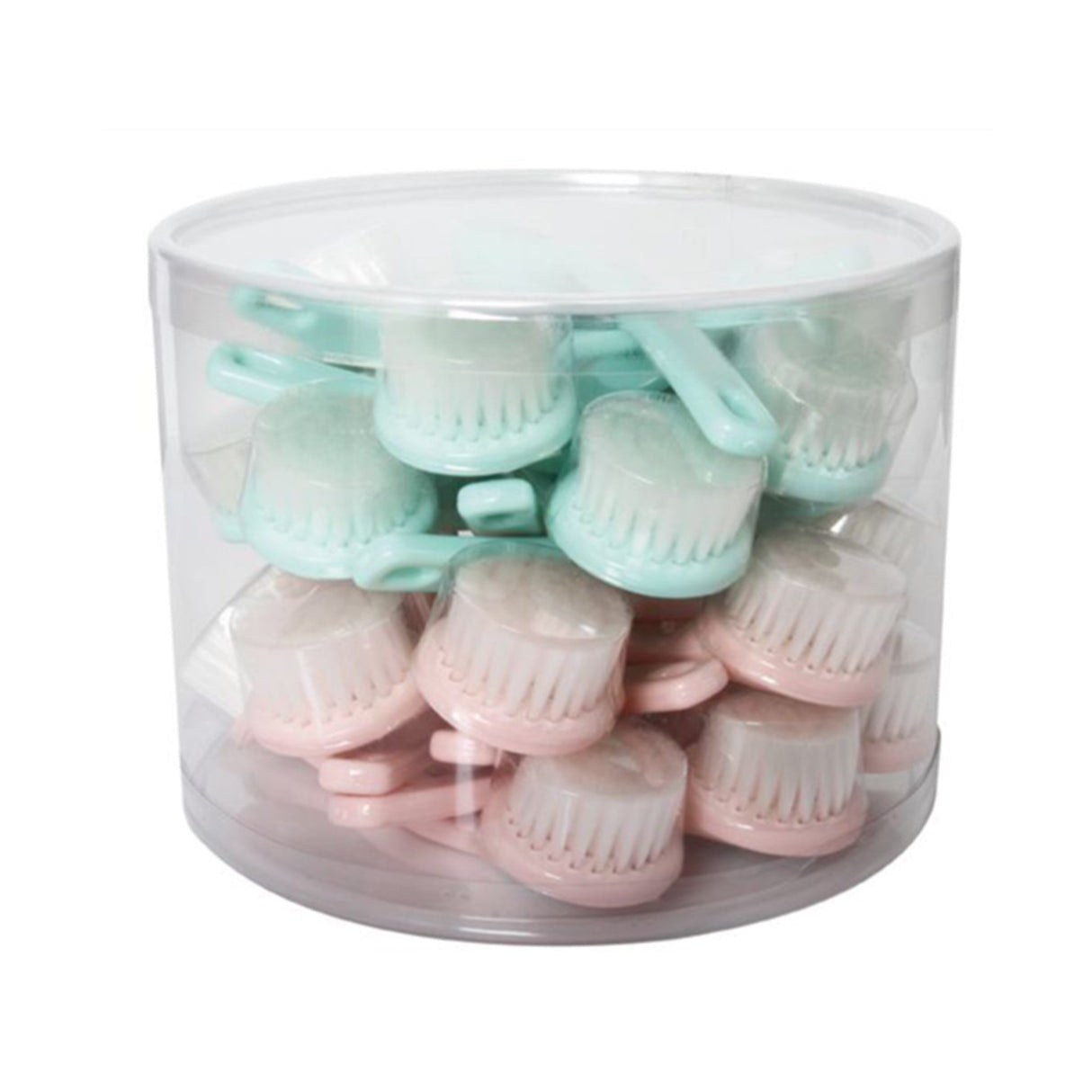 Facial Brush 14cm Green/Pink Display - 24pcs