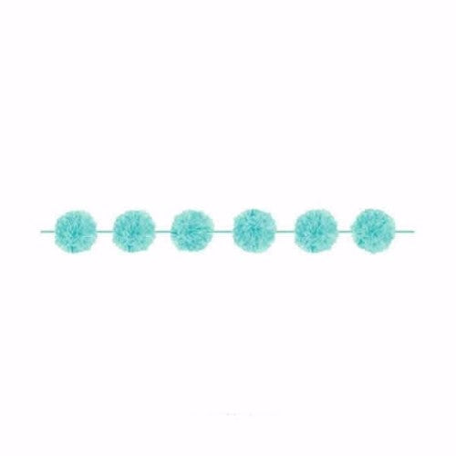 Pack of 2 fluffy garlands in Robin's Egg Blue, each 3.65m, perfect for parties and home decor.