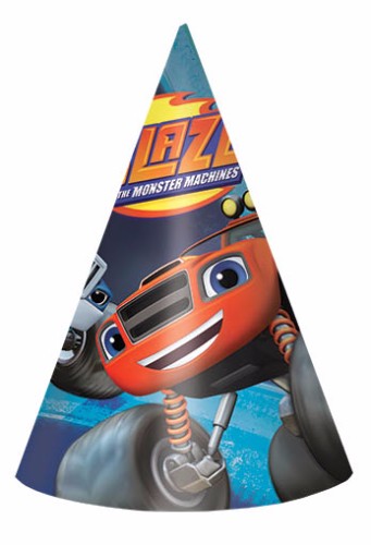 Vibrant Blaze & The Monster Machines cone-shaped hats for kids, perfect for parties and playtime, pack of 8.