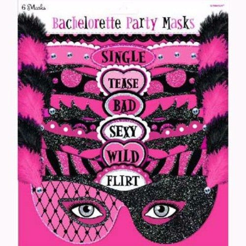 Vibrant 20cm bachelorette party masks in a pack of 6, perfect for fun photo ops and festive celebrations.