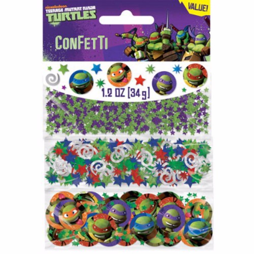 Vibrant Teenage Mutant Ninja Turtles confetti featuring characters for festive party decor and celebrations, 34 grams.