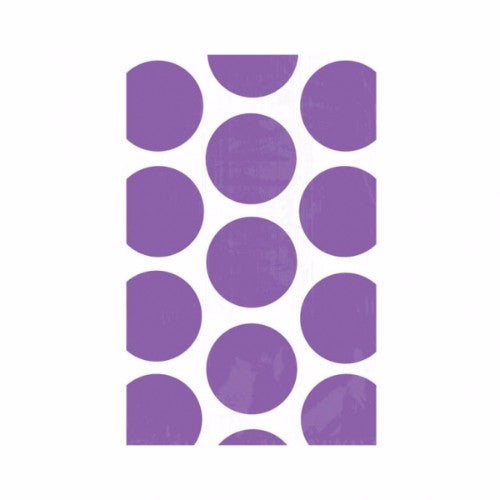 Purple and white polka dot party bags, 18cm x 11cm, pack of 10, perfect for celebrations and party favors.
