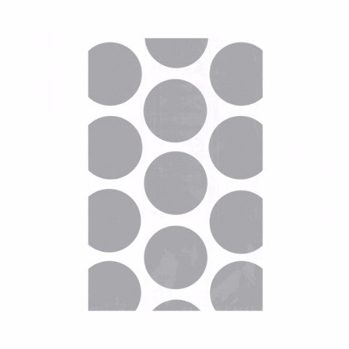 Chic silver and white polka dot favor bags, 18cm x 11cm, pack of 10 for stylish party gifts.