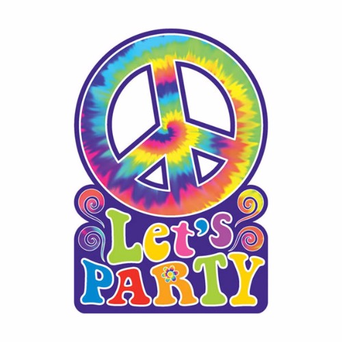 Colorful tie-dye invitations pack of 8, perfect for vibrant celebrations with matching envelopes and stickers.