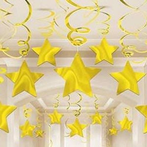 Hanging Decoration Stars Gold - Pack of 30