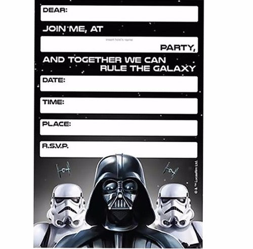 Star Wars Classic Invitations pack featuring iconic characters, perfect for themed parties and gatherings.