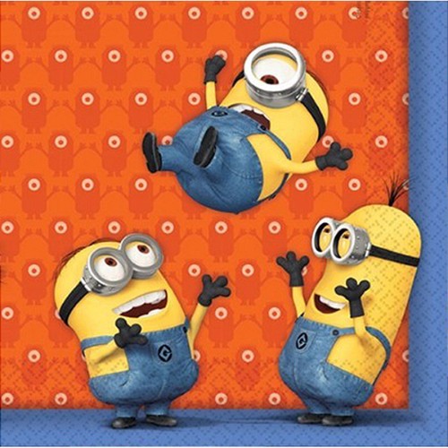 Vibrant Minions Lunch Napkins, 2-ply, 33cm x 33cm, ideal for parties or school lunches, pack of 20.