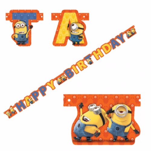 Vibrant Minions Jointed Banner featuring favorite yellow characters, perfect for kid's birthday parties and festive decor.