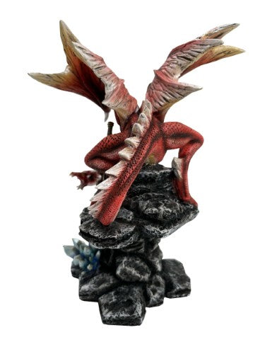 Ornament - Fire Dragon with Sword Guarding Crystals (27.5cm)