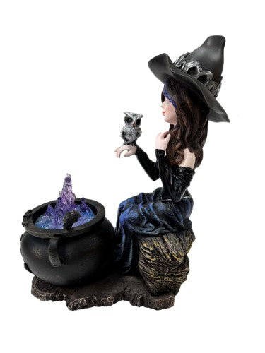 Ornament - Witch with Owl and Brewing Cauldron (16cm)