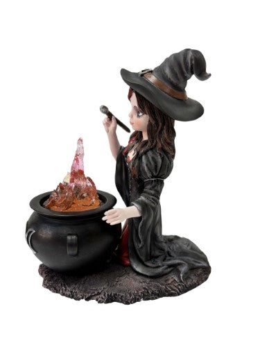 Ornament - Witch with Brewing Cauldron (15cm)