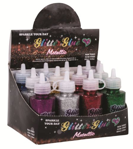 Metallic Glitter Glue - 60ml (Set Of 12 Assorted)
