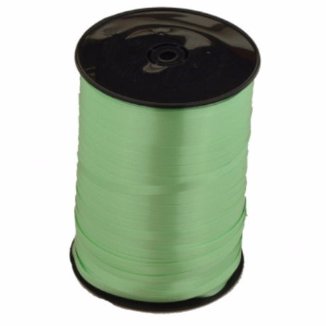 Vibrant citrus lime green curling ribbon roll, 500m, perfect for crafting, gift-wrapping, and decorating events.