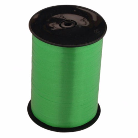 Emerald green curling ribbon roll, 500m long, perfect for gift wrapping and elegant party decorations.