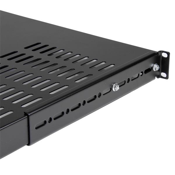 1U Adjustable Depth Vented Server Rack Shelf - Heavy-Duty Steel, Airflow Design, TAA Compliant