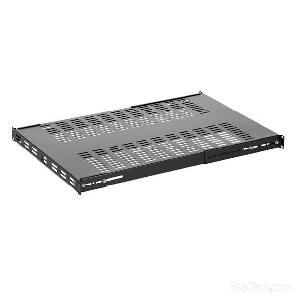 1U Adjustable Depth Vented Server Rack Shelf - Heavy-Duty Steel, Airflow Design, TAA Compliant