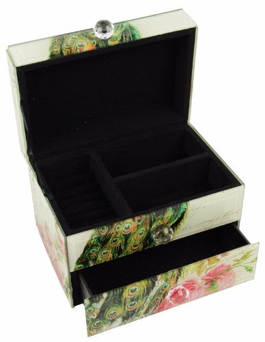 Peacock Small Glass Chest