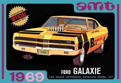 1/25 scale model kit of the iconic 1969 Ford Galaxie Hardtop with customizable build options and detailed decals.