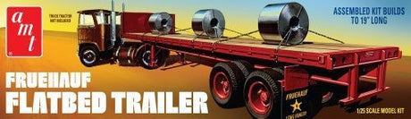 1/25 scale plastic model of Fruehauf Flatbed Trailer with intricate details, designed for truck enthusiasts and hobbyists.