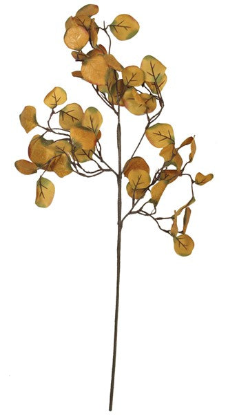 Artificial yellow eucalyptus branch, 71cm tall, perfect for adding elegant color to home decor without maintenance.