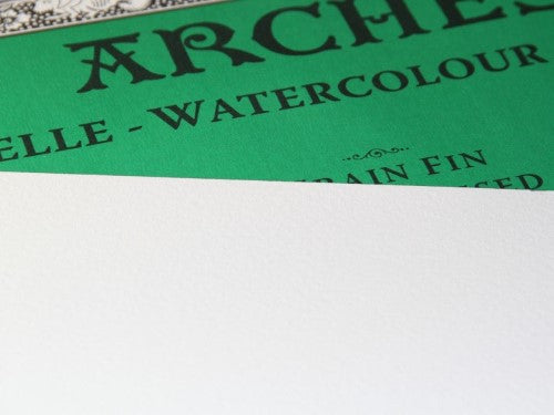 ARCHES Watercolour Natural White paper pad, 56x76cm, cold-pressed with 5 sheets for vibrant watercolor art.