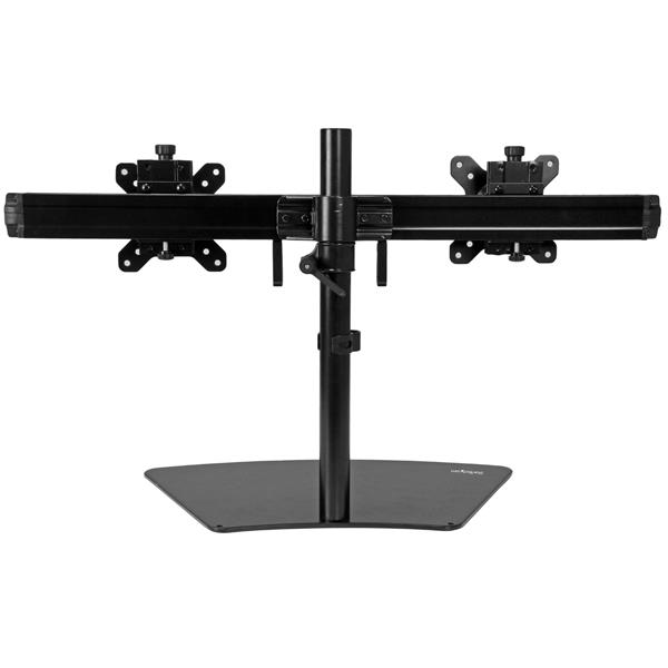 Ergonomic Dual Monitor Desktop Stand for 12-24 Inch Screens - Space Saving VESA Mount with Adjustable Height