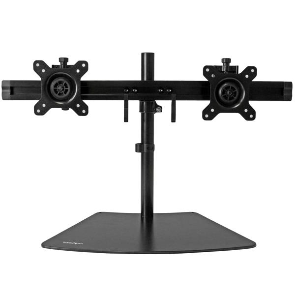Ergonomic Dual Monitor Desktop Stand for 12-24 Inch Screens - Space Saving VESA Mount with Adjustable Height