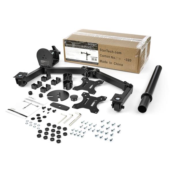 Ergonomic Desk Mount Dual Monitor Arm with Clamp and Grommet for 32" Displays