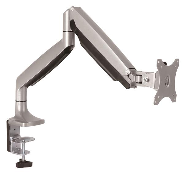 Ergonomic desk-mount monitor arm for 13-34 inch displays, featuring full motion articulation and height adjustment.