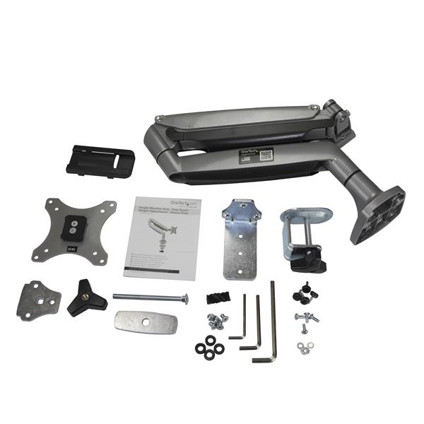 Ergonomic desk-mount monitor arm for 13-34 inch displays, features full motion articulation and VESA compatibility.