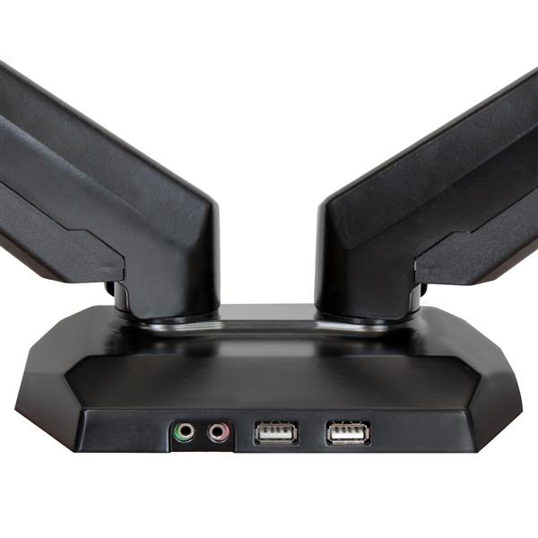 Ergonomic Desk-Mount Dual Monitor Arm with Full Motion Adjustability - USB & Audio Ports