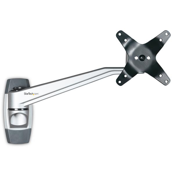 Sleek wall mount monitor arm for 34" screens, VESA compatible, features 10.2" swivel and adjustable tilt for optimal viewing.