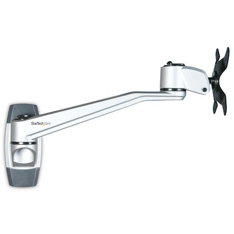 Sleek wall mount monitor arm for 34" monitors, featuring 10.2" swivel, VESA compatibility, and adjustable tilt for optimal viewing.