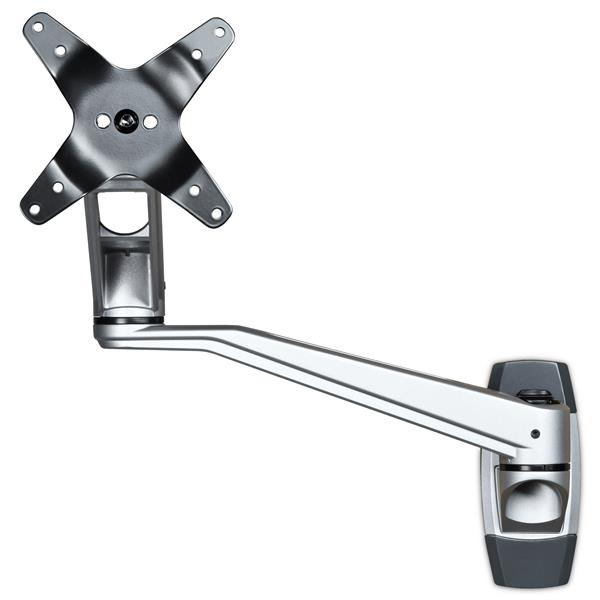 Premium wall mount monitor arm with dual swivel, supporting up to 34-inch displays and VESA compatible for versatile positioning.