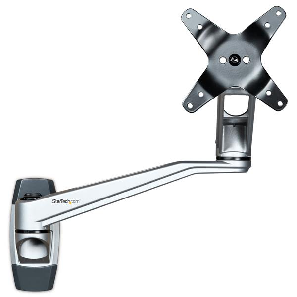 Premium wall mount monitor arm with dual swivel, supports up to 34" displays, VESA compatible, sleek aluminum design.