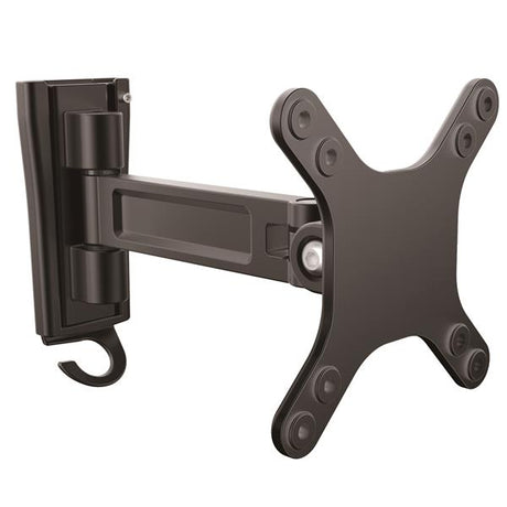 Ergonomic wall-mount monitor arm with swivel, adjusting screens up to 34 inches for better posture and workspace efficiency.