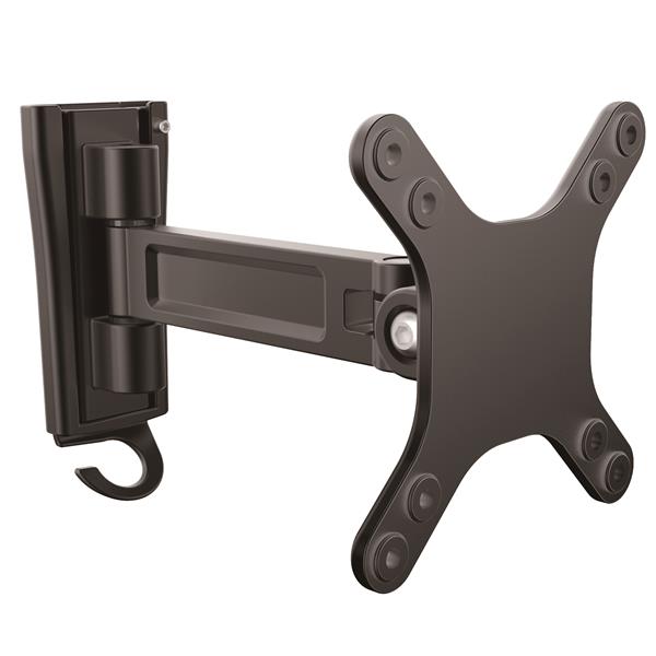 Ergonomic wall-mount monitor arm with swivel, adjusting screens up to 34 inches for better posture and workspace efficiency.