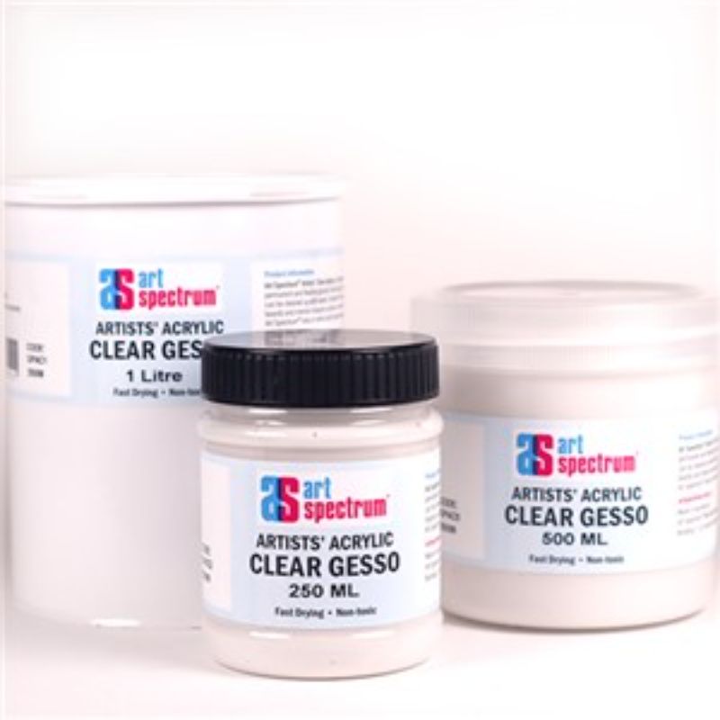 Clear matte gesso for artists, enhances canvas texture, ensures vibrant color without distortion, non-toxic and versatile.