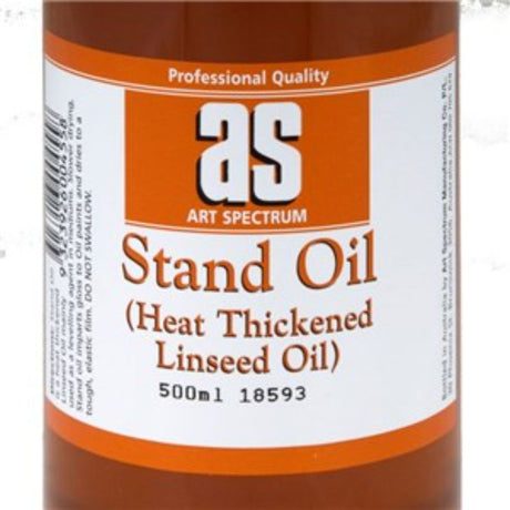 0AS Stand Linseed Oil 1 Litre bottle, ideal for artists and woodworkers, enhances wood finish and binds oil paints.