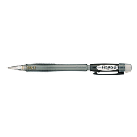 Set of 12 PENTEL FIESTA mechanical pencils with black barrel, 0.5mm lead, ergonomic grip, and built-in eraser.