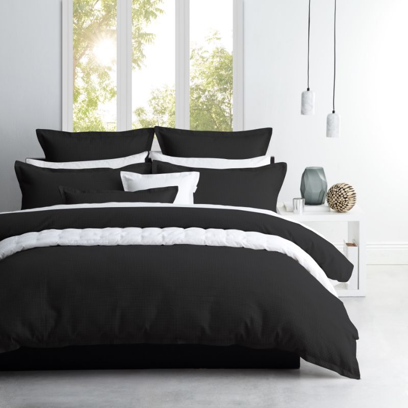 Luxurious King Duvet Cover Set in Ascot Granite with textured waffle weave and matching pillowcases, perfect for stylish bedrooms.