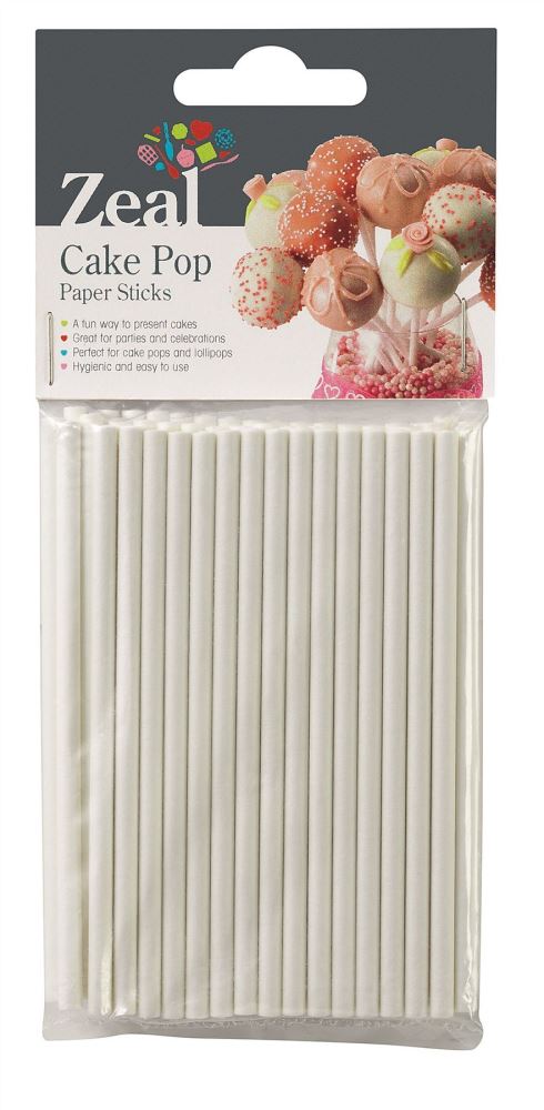 Sturdy 15cm white paper cake pop sticks by Zeal, perfect for displaying desserts at parties and events.