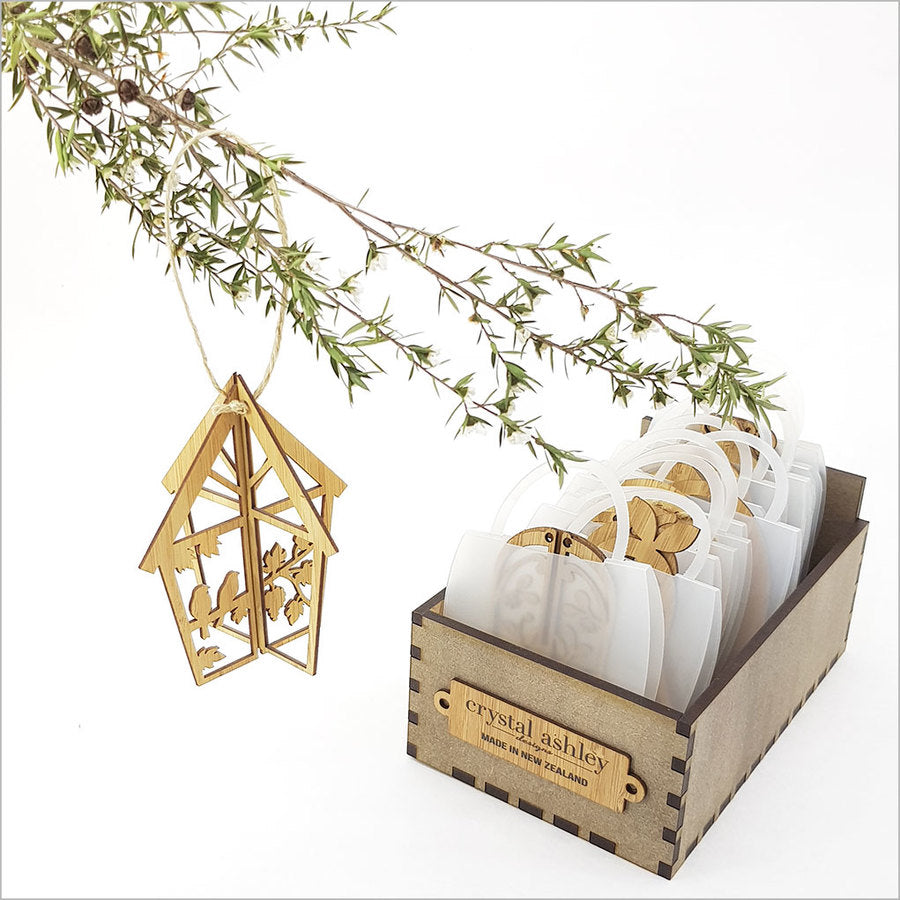 Charming eco-friendly bamboo Birdhouse Ornament, perfect for enhancing outdoor decor and attracting birds.