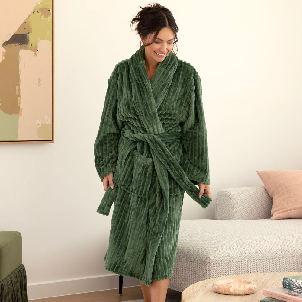 Channel Fleece Robe Juniper Medium/Large - Bambury
