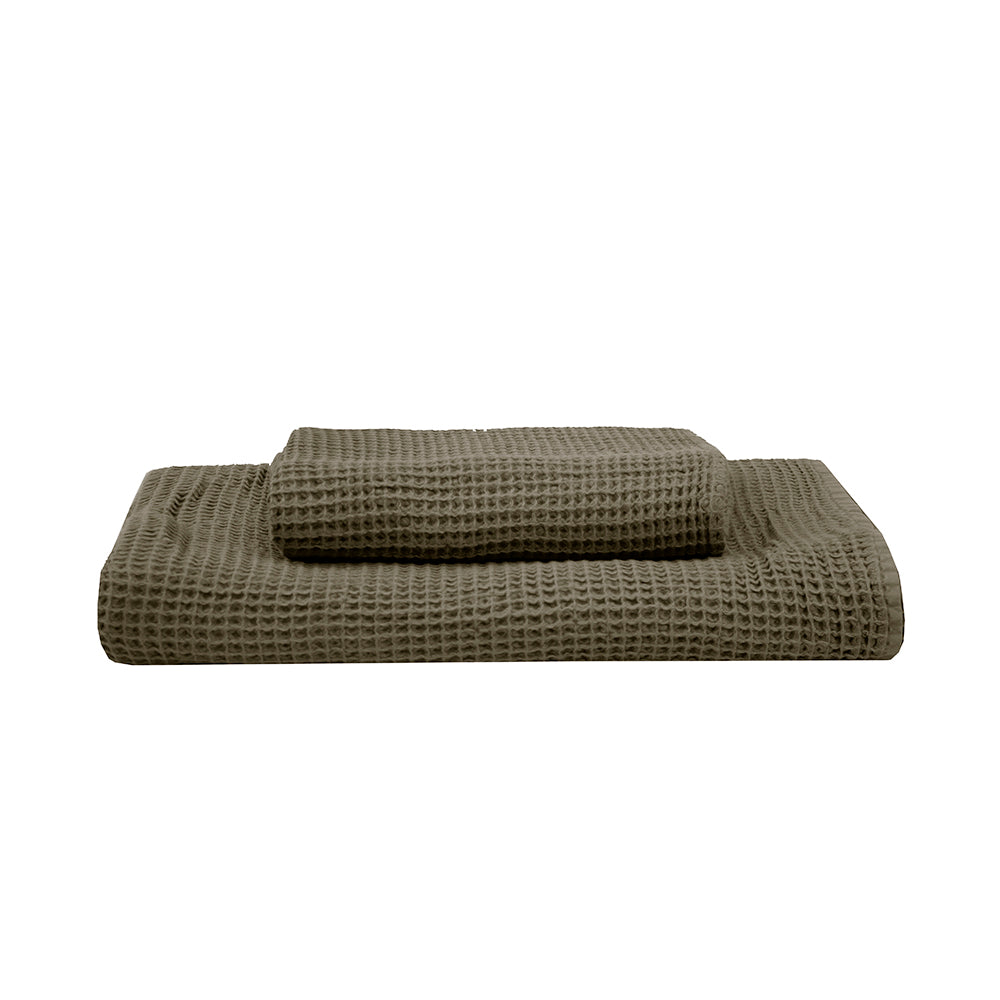 Waffle Hand Towel  40x70cm Olive- Bambury
