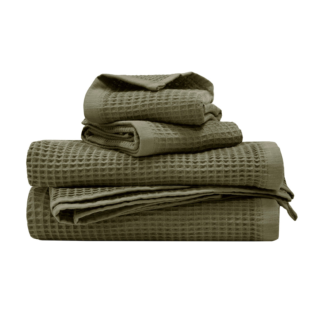Waffle Hand Towel  40x70cm Olive- Bambury