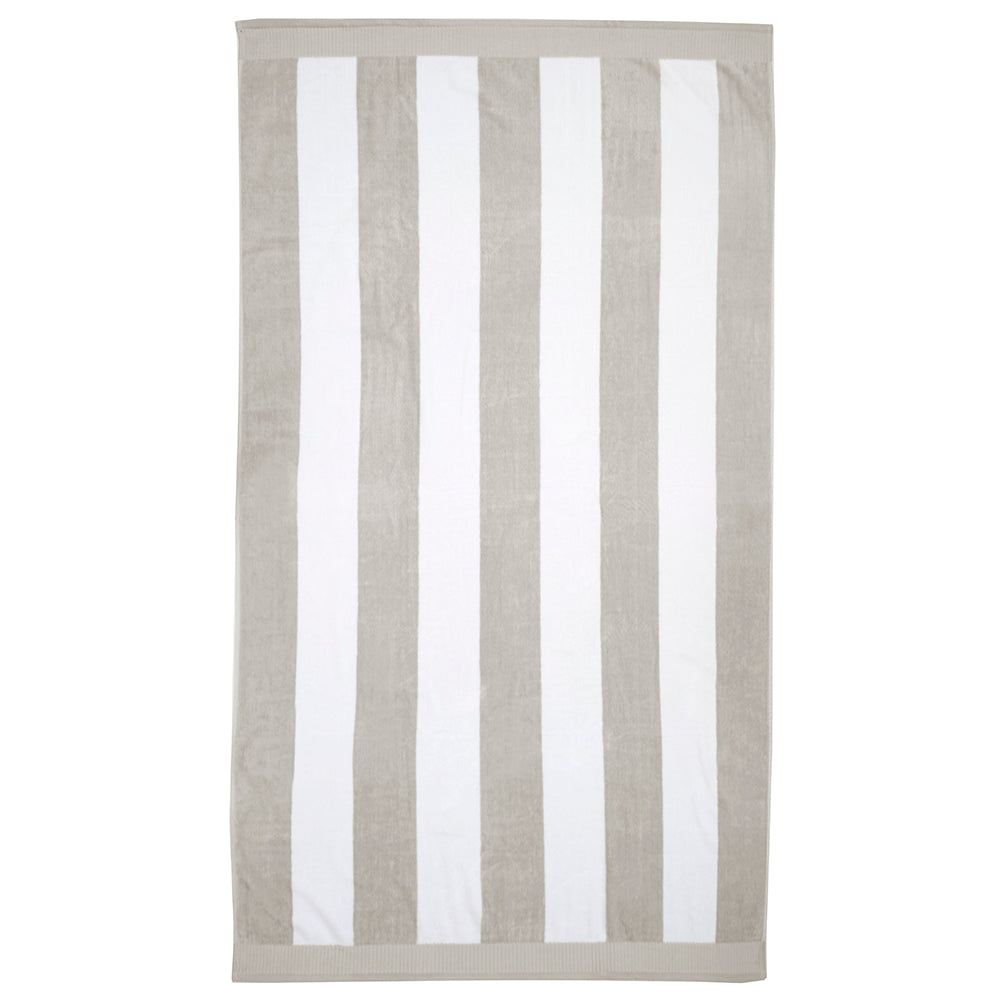 Classic Stripe Beach Towel Pebble- Bambury
