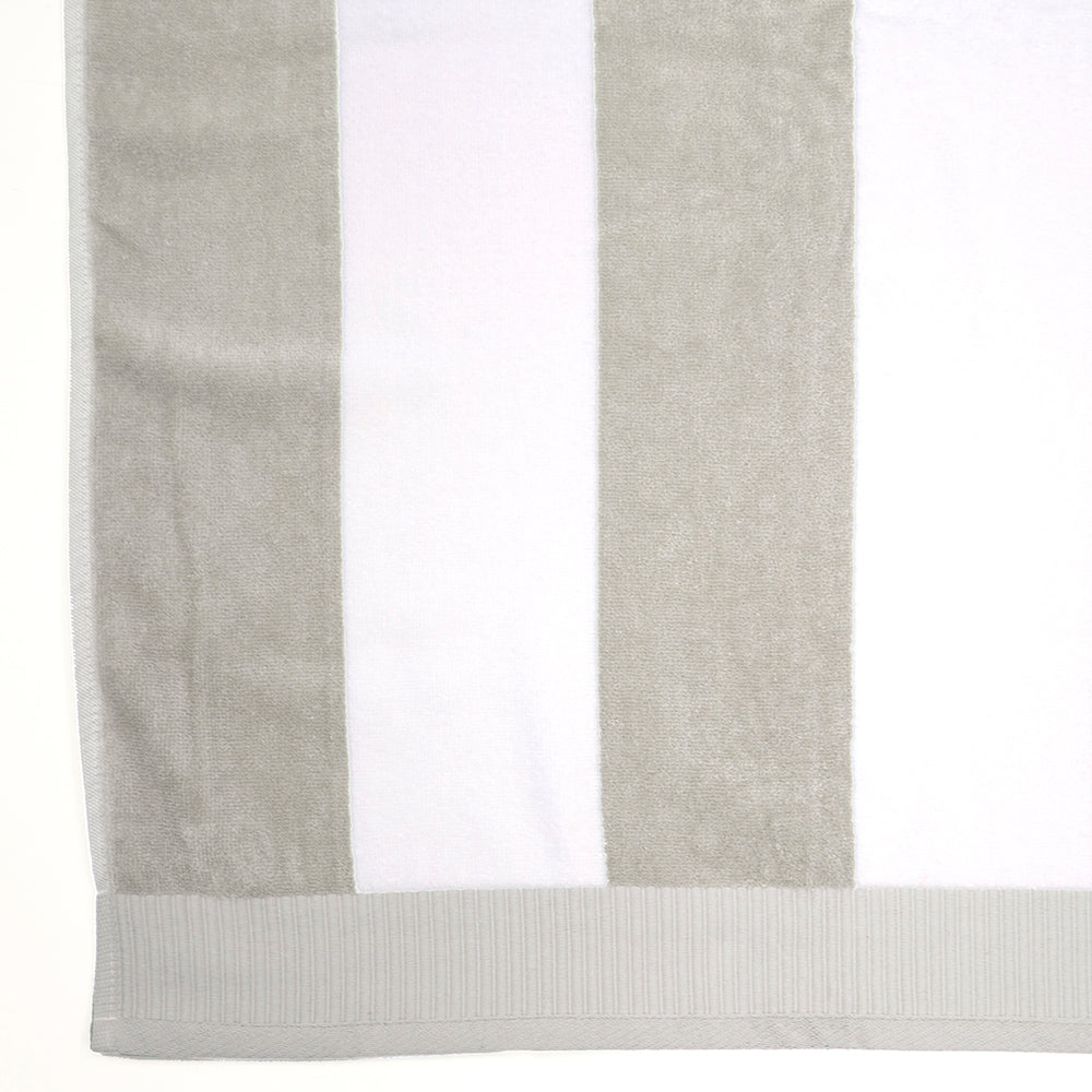 Classic Stripe Beach Towel Pebble- Bambury